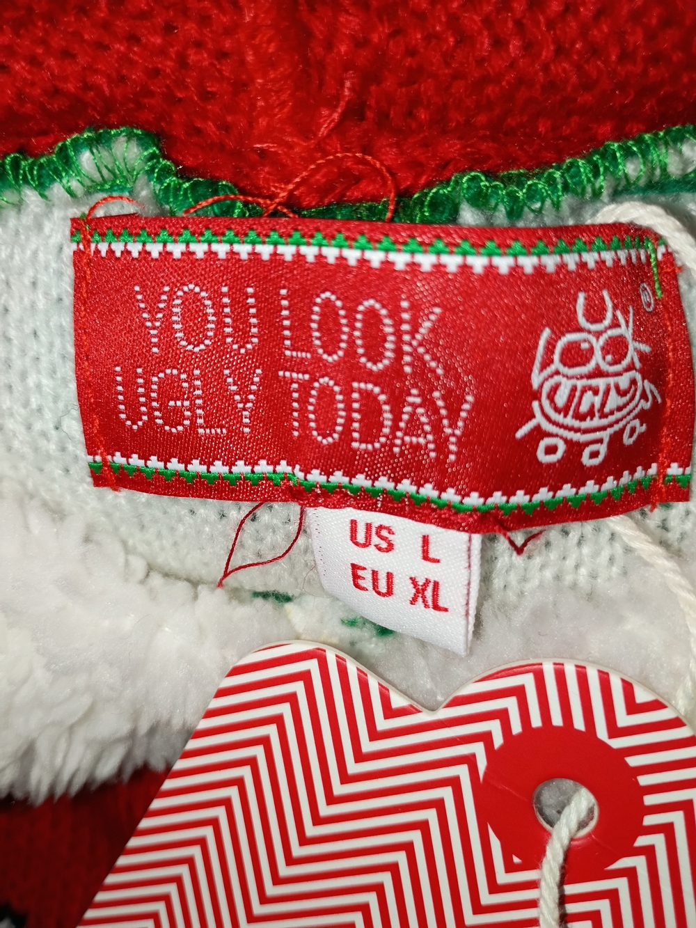 You Look Ugly Today Hooded Pin Up Christmas Sweater Size Large NWT - Picture 6 of 7